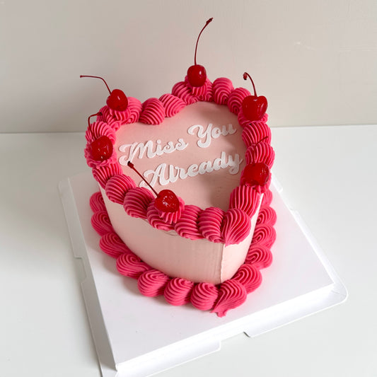 Simple Retro Cursive Heart Cake