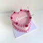 Simple Retro Cursive Heart Cake
