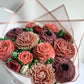 Blooming Standing Cupcake Bouquet Colours: Peach, Eggplant, Rose
